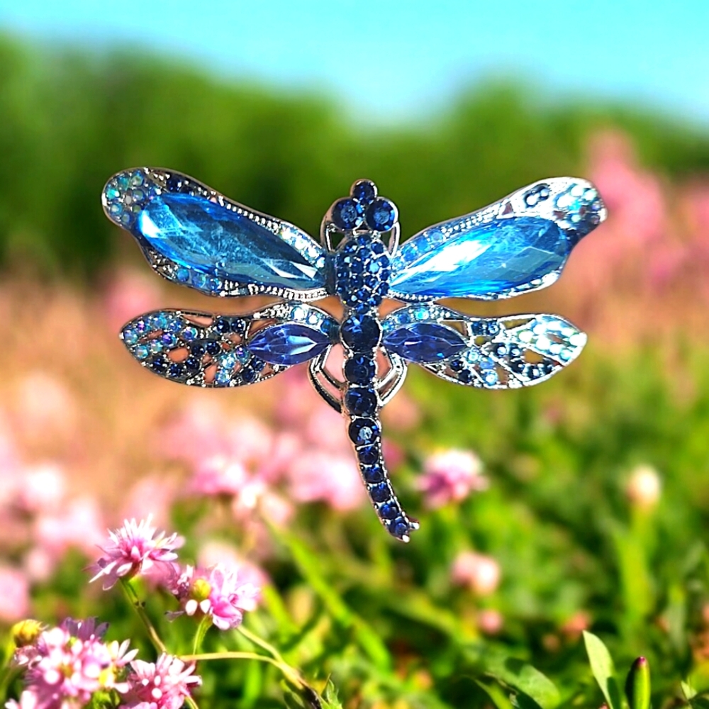 Blue Dragonfly Crystal Brooch - Unbranded Women Jewelry